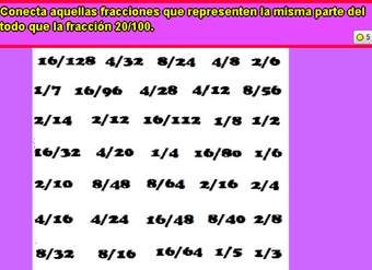 Fracciones iguales a 20/100