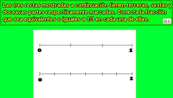 Fracciones equivalentes a 1/3 en la recta numérica