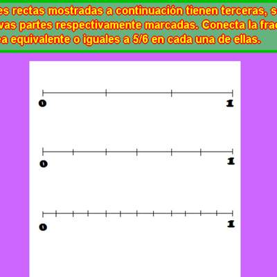 Fracciones equivalentes a 5/6 en la recta numérica
