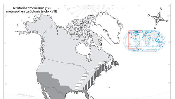 Territorios americanos y su metrópoli en SXVIII