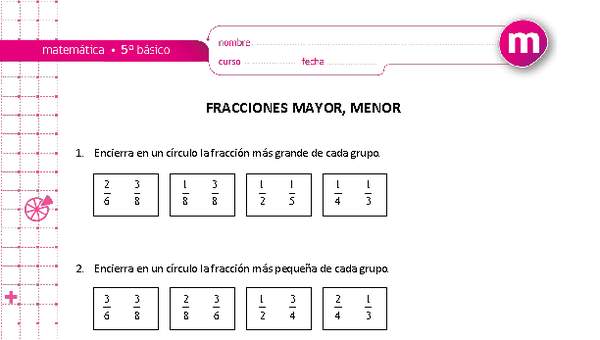 Comparar fracciones (II)