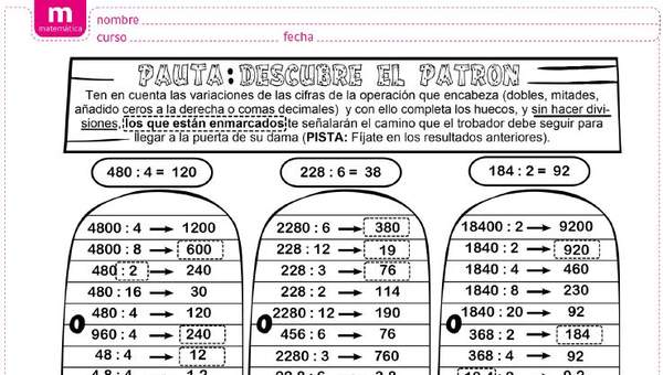 División de números naturales y decimales