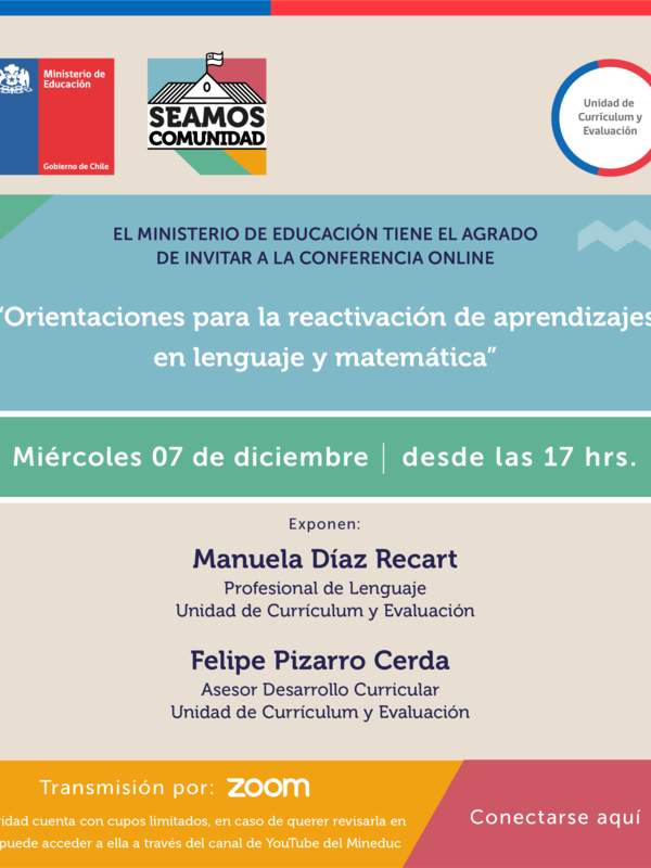 Video Conferencia: Orientaciones para la reactivación integral de aprendizajes en lenguaje y matemática