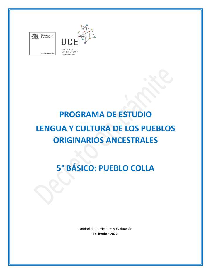 Programa de Estudio COLLA 5° básico