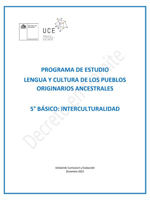 Programa de Estudio INTERCULTURALIDAD 5° básico