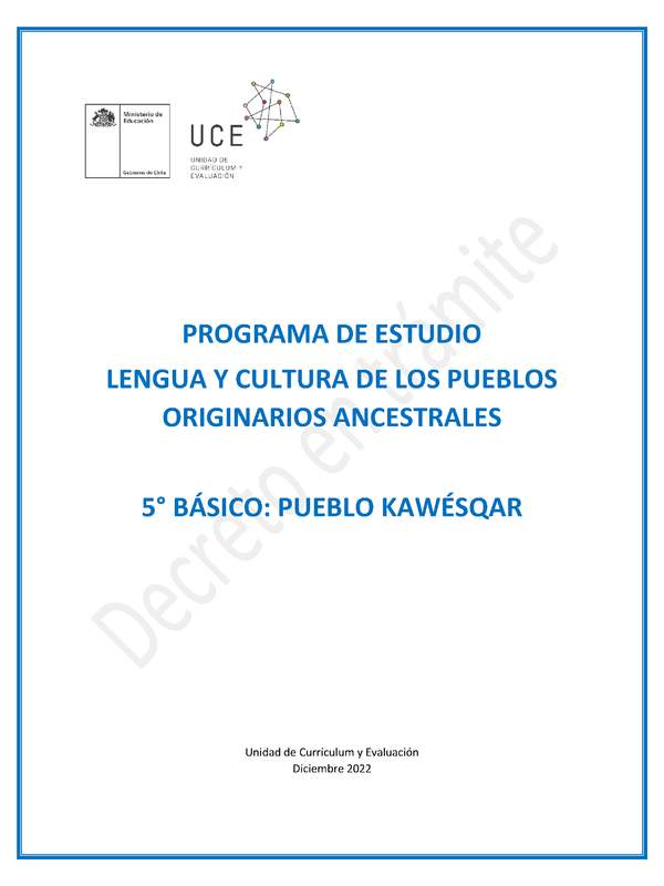 Programa de Estudio KAWESQAR 5° básico