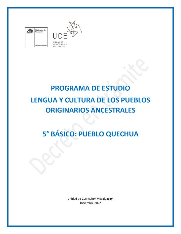 Programa de Estudio QUECHUA 5° básico