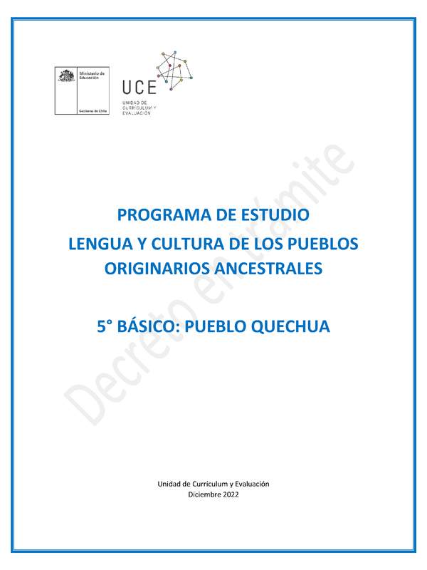 Programa de Estudio QUECHUA 5° básico