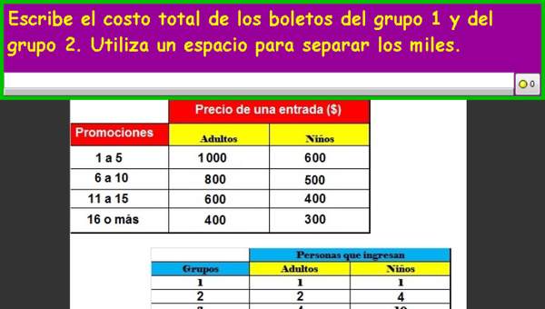 Precios de entradas (III)