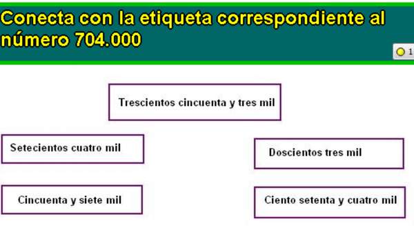 Relacionar un número con su escritura en palabras (II)