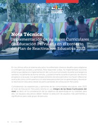 Nota Técnica: Implementación de las Bases Curriculares de Educación Parvularia en el contexto del Plan de Reactivacion Educativa 2023