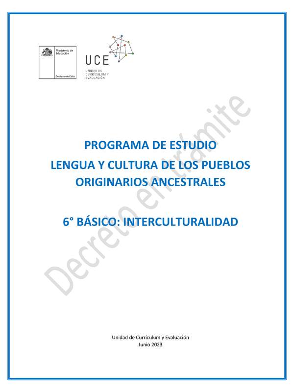 Programa de Estudio INTERCULTURALIDAD 6° básico