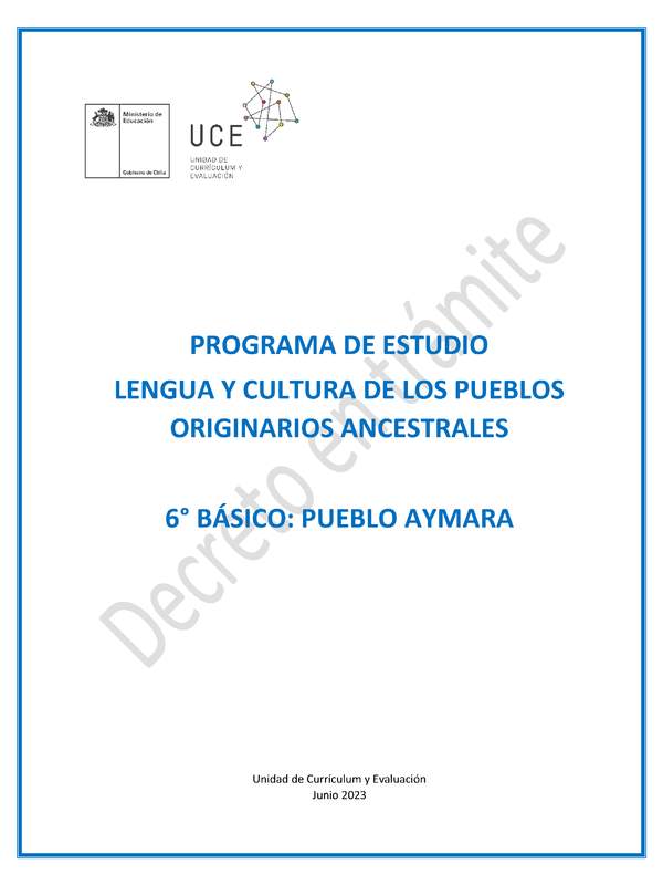 Programa de Estudio AYMARA 6° básico