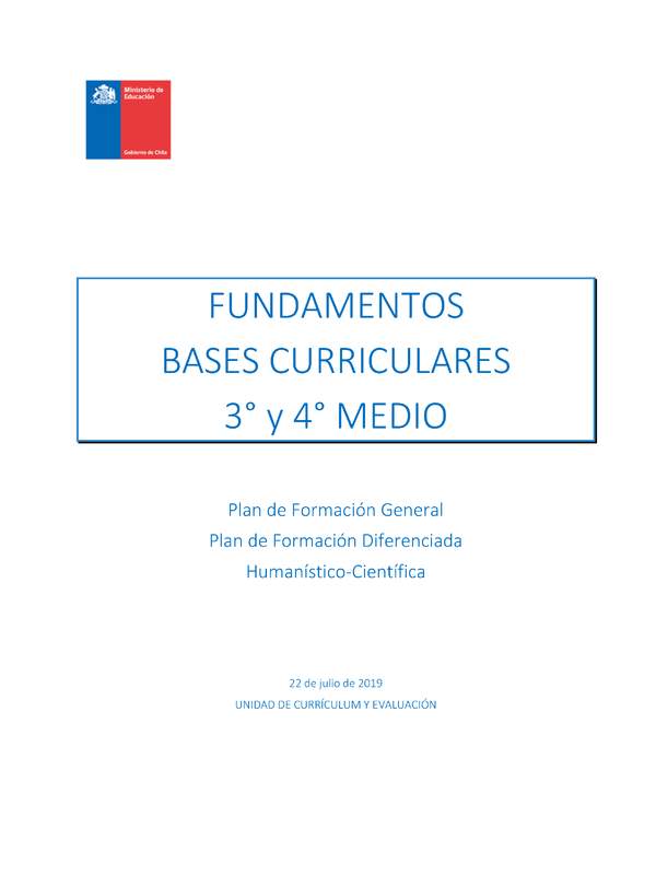 Fundamentos Bases Curriculares para 3° y 4° medio