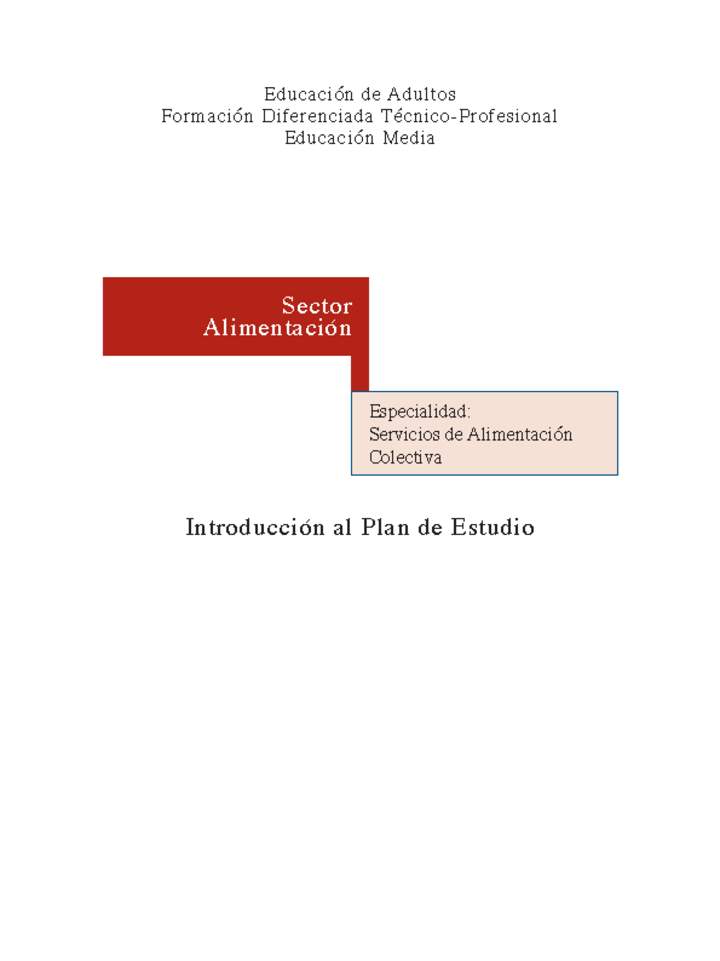 Educación Jóvenes y Adultos - TP - Servicios de alimentación colectiva - Sector-Alimentación