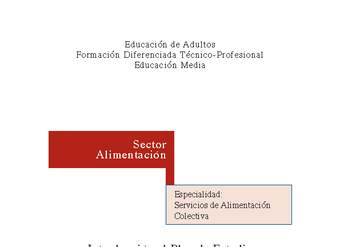 Educación Jóvenes y Adultos - TP - Servicios de alimentación colectiva - Sector-Alimentación