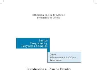 Educación Jóvenes y Adultos - EB - Formación en oficios - Nivel 2 y/o 3 - Asistente de adulto mayor autovalente