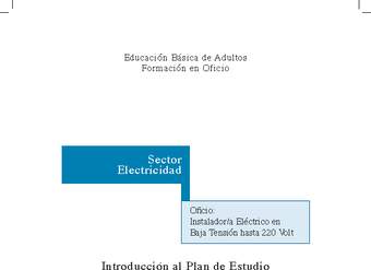 Educación Jóvenes y Adultos - EB - Formación en oficios - Nivel 2 y/o 3 - Instalador/a eléctrico en baja tensión hasta 200 Volt