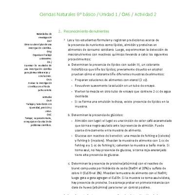 Ciencias Naturales 8° básico-Unidad 1-OA6-Actividad 2