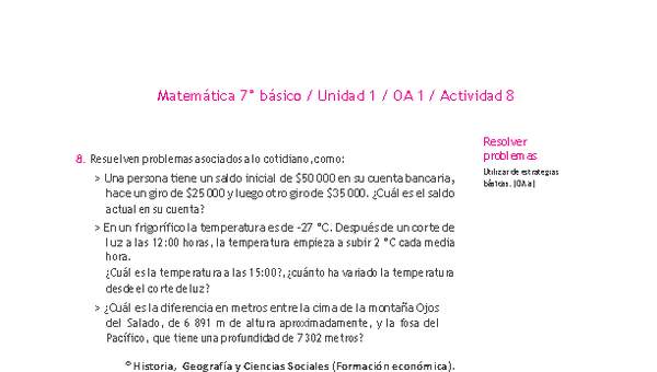 Matemática 7° básico -Unidad 1-OA 1-Actividad 8