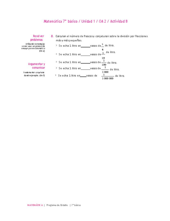 Matemática 7° básico -Unidad 1-OA 2-Actividad 8