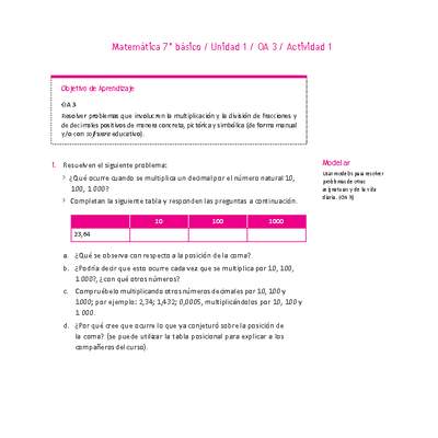 Matemática 7° básico -Unidad 1-OA 3-Actividad 1