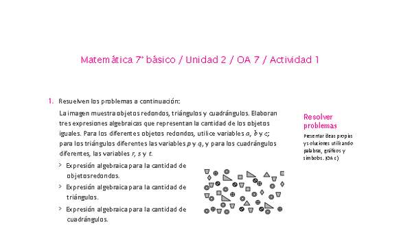 Matemática 7° básico -Unidad 2-OA 7-Actividad 1