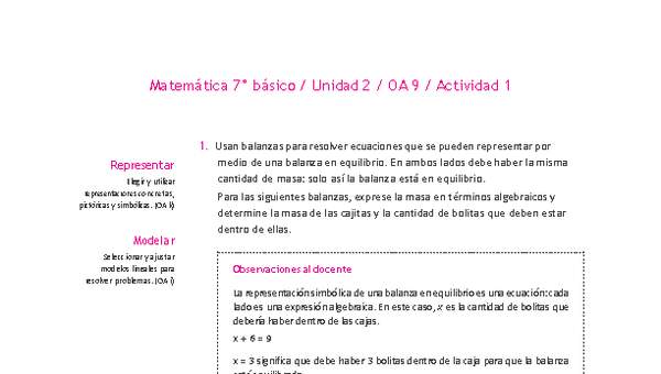 Matemática 7° básico -Unidad 2-OA 9-Actividad 1