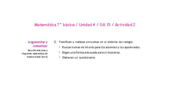 Matemática 7° básico -Unidad 4-OA 15-Actividad 2