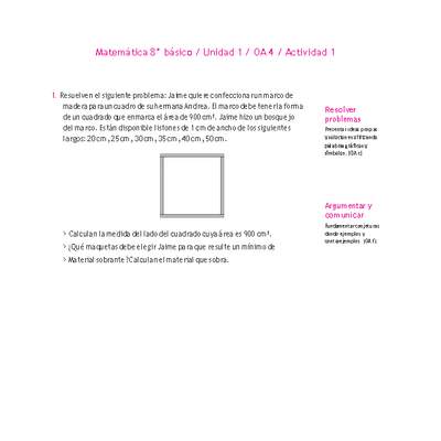 Matemática 8° básico -Unidad 1-OA 4-Actividad 1