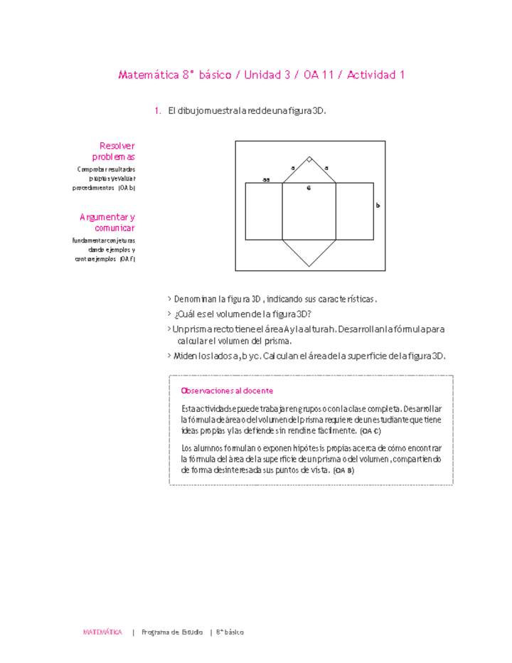 Matemática 8° básico -Unidad 3-OA 11-Actividad 1