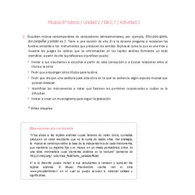 Música 8° básico-Unidad 2-OA2;7-Actividad 2