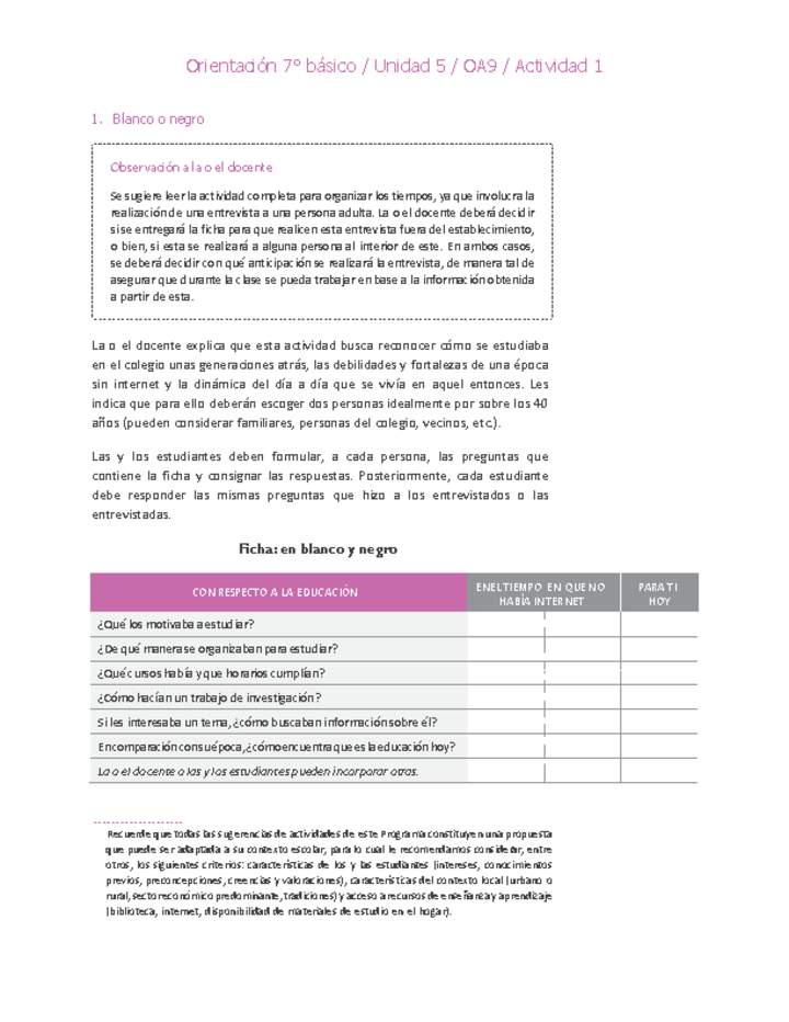 Orientación 7° básico-Unidad 5-OA9-Actividad 1