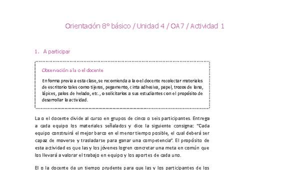 Orientación 8° básico-Unidad 4-OA7-Actividad 1