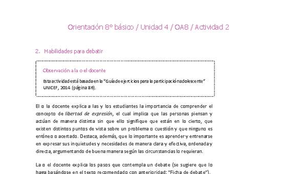 Orientación 8° básico-Unidad 4-OA8-Actividad 2