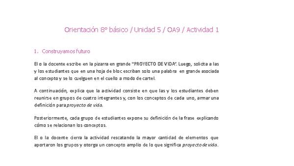 Orientación 8° básico-Unidad 5-OA9-Actividad 1