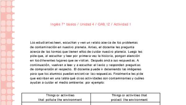 Inglés 7° básico-Unidad 4-OA9;12-Actividad 1