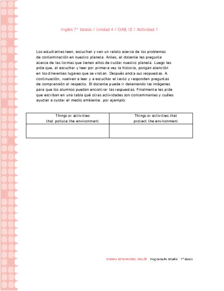 Inglés 7° básico-Unidad 4-OA9;12-Actividad 1