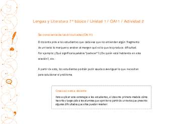 Lengua y Literatura 7° básico-Unidad 1-OA11-Actividad 2