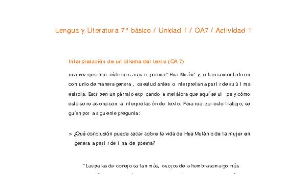 Lengua y Literatura 7° básico-Unidad 1-OA7-Actividad 1