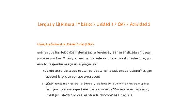 Lengua y Literatura 7° básico-Unidad 1-OA7-Actividad 2