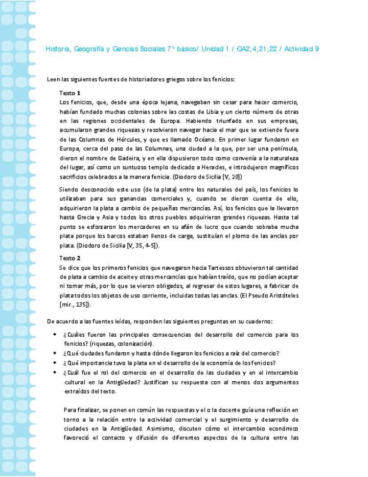 Historia 7° básico-Unidad 1-OA2;4;21;22-Actividad 9