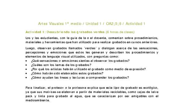 Artes Visuales 1 medio-Unidad 1-OA2;5;6-Actividad 1