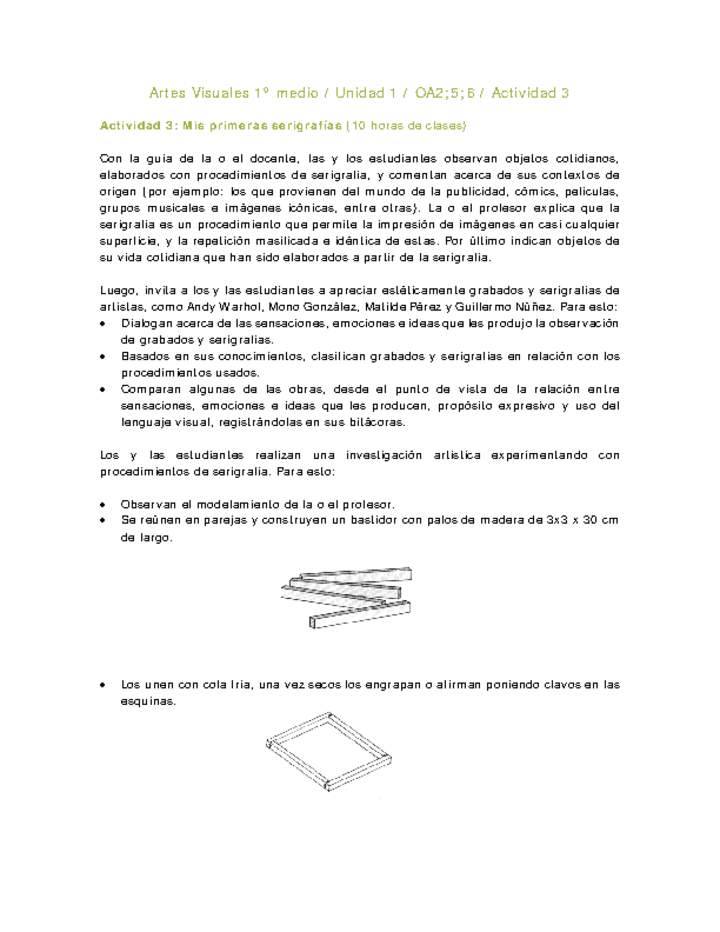 Artes Visuales 1 medio-Unidad 1-OA2;5;6-Actividad 3