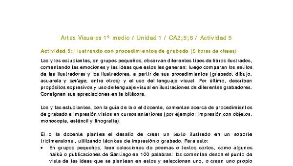 Artes Visuales 1 medio-Unidad 1-OA2;5;6-Actividad 5