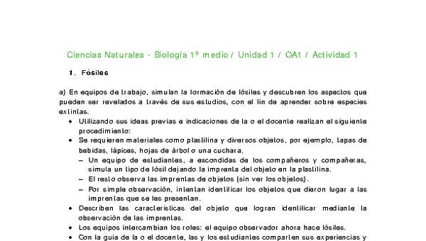 Ciencias Naturales 1 medio-Unidad 1-OA1-Actividad 1