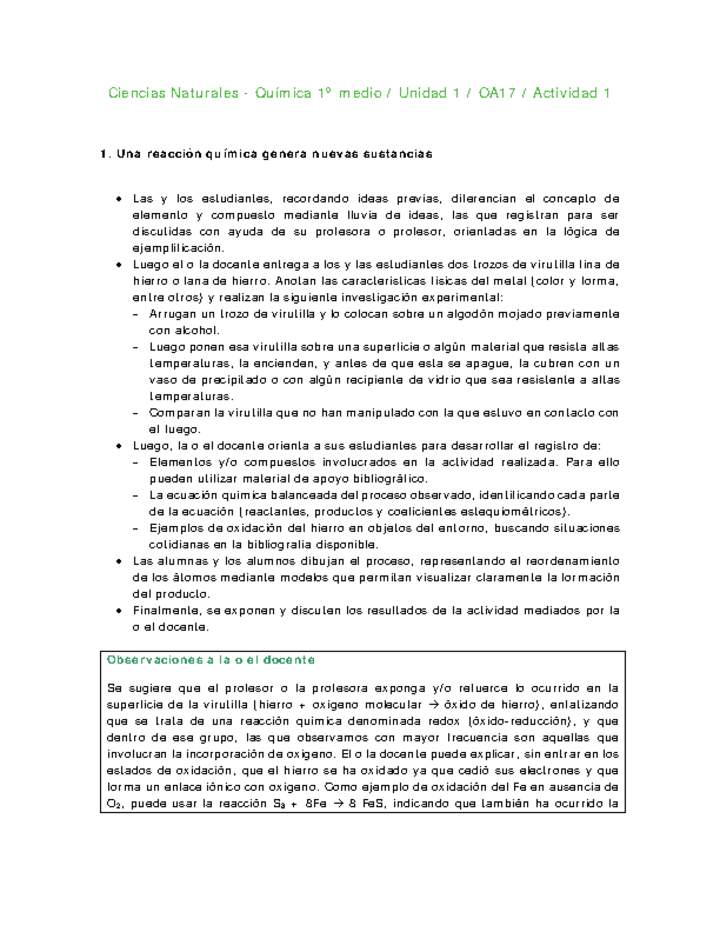 Ciencias Naturales 1 medio-Unidad 1-OA17-Actividad 1