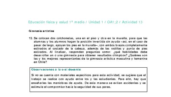 Educación Física 1 medio-Unidad 1-OA1;2-Actividad 13