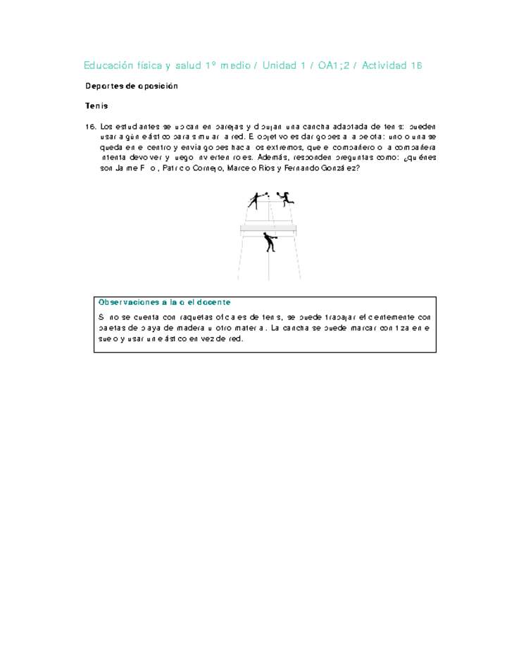 Educación Física 1 medio-Unidad 1-OA1;2-Actividad 16