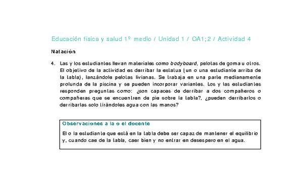 Educación Física 1 medio-Unidad 1-OA1;2-Actividad 4